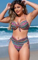 Biquíni Feminino Biquíni Moda Praia Calcinha Cintura Alta Efeito Lipo com Bojo Meia Biquínis Lipo Duda