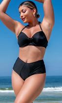Biquíni Feminino Biquíni Moda Praia Conjunto de Biquíni Meia Taça com Bojo e Calcinha Hot Pants Preto 9632514