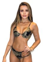 Biquíni Feminino Camuflado Aro V Invertido Sem Bojo Com Calcinha Fio Duplo Com Tira Lateral Biquíni Feminino Camuflado Aro V Invertido Sem Bojo Com Calcinha Fio Duplo Com Tira Lateral