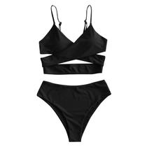 Biquíni feminino cintura alta controle de barriga de duas peças maiô tanquíni Biquíni feminino cintura alta controle de barriga de duas peças maiô tanquíni