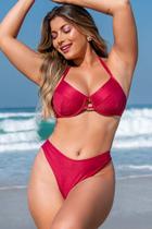 Biquíni Feminino Conjunto Biquíni Meia Taça com Bojo e Aro e Calcinha Fio Duplo Marsala 963252