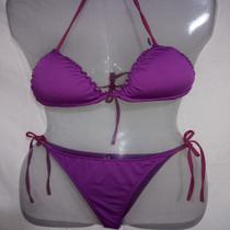 Biquini Feminino Conjunto Cortininha com Bojo e Amarração