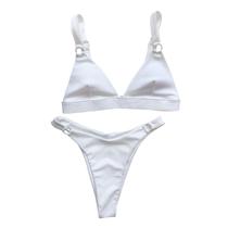 Biquíni feminino conjunto sólido maiô duas peças preenchido sutiã roupa de banho roupa de praia Biquíni feminino conjunto sólido maiô duas peças preenchido sutiã roupa de banho roupa de praia