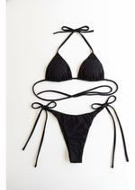 Biquini Feminino Cortininha Calcinha Fio Duplo De Amarrar