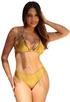 Biquíni Feminino Cortininha Com Bojo Calcinha Larga na Lateral Empina Bumbum