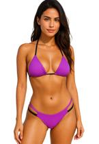 Biquíni Feminino Cortininha Com Bojo Calcinha Semi Fio Dental com 2 Tiras Trançadas Biquíni Feminino Cortininha Com Bojo Calcinha Semi Fio Dental com 2 Tiras Trançadas