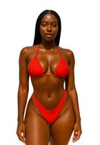 Biquíni Feminino Cortininha Com Bojo Canelado Calcinha Asa Delta Fio Duplo