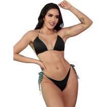 Biquini Feminino Cortininha com Bojo e Calcinha Empina Bumbum Dupla Face