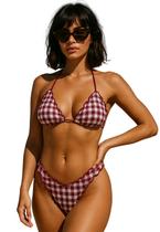 Biquíni Feminino Cortininha Com Bojo Estampa Xadrez Com Calcinha Empina Bumbum Biquíni Feminino Cortininha Com Bojo Estampa Xadrez Com Calcinha Empina Bumbum