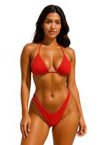 Biquíni Feminino Cortininha Com Bojo Texturizado Calcinha Asa Delta Fio Duplo