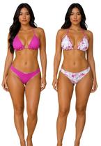 Biquíni Feminino Cortininha Dupla Face Bojo e Calcinha Empina Bumbum