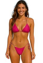 Biquíni feminino Cortininha Dupla Face Calcinha De Amarrar Biquíni feminino Cortininha Dupla Face Calcinha De Amarrar