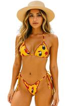 Biquíni Feminino Cortininha Estampado Calcinha Levanta Bumbum e Amarra Lateral