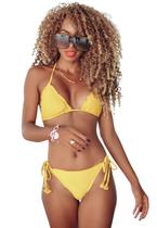 Biquíni Feminino Cortininha Liso com Calcinha Empina Bumbum e Amarra Lateral