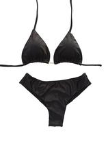 Biquíni feminino cortininha preto com bojo removível e calcinha fio dobrado Biquíni feminino cortininha preto com bojo removível e calcinha fio dobrado