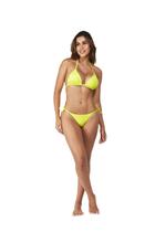 Biquíni feminino cortininha, top triângulo com bojo removível, calcinha fio dental com roletê, zero transparência, moda praia l'evo Biquíni feminino cortininha, top triângulo com bojo removível, calcinha fio dental com roletê, zero transparência, moda praia l'evo
