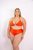 Biquini Feminino Cos Alto Hot Paint Plus Size Forrado Top Cortininha