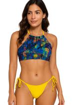 Biquíni Feminino Cropped Com Bojo Calcinha Empina Bumbum e Amarra Lateral Biquíni Feminino Cropped Com Bojo Calcinha Empina Bumbum e Amarra Lateral