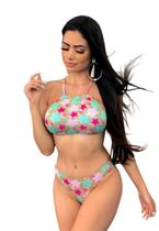 Biquíni Feminino Cropped Com Bojo e Calcinha Larguinha Empina Bumbum Biquíni Feminino Cropped Com Bojo e Calcinha Larguinha Empina Bumbum