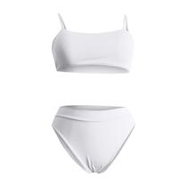 Biquíni feminino de cor sólida feminino conjunto de maiô sexy de três pontos