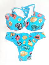 Biquini feminino duas peças com estampa floral, Tamanho M