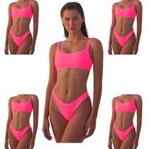 Biquini Feminino Fio Dental Cintura Alta Asa Delta Top Verão Efeito Lipo Cortininha Marquinha Moda Praia MONTE O SEU