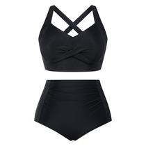 Biquíni feminino Hanna Nikole Plus Size Push Up, 2 peças, preto