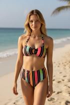 Biquini feminino Listrado Hot Pants Cintura Alta PREMIUM