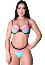 Biquíni Feminino Meia Taça Aro Sem Bojo Calcinha Fio Dental e Fita Lateral Biquíni Feminino Meia Taça Aro Sem Bojo Calcinha Fio Dental e Fita Lateral