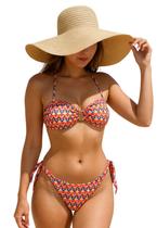 Biquíni Feminino Meia Taça Com Alça Removível Calcinha Amarra Lateral