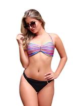 Biquíni Feminino Meia Taça Com Bojo e Alça Removível Calcinha Larga na Lateral