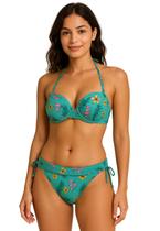 Biquíni Feminino Meia Taça Com Bojo Floral Alça Removível Calcinha Ajustável na Lateral Biquíni Feminino Meia Taça Com Bojo Floral Alça Removível Calcinha Ajustável na Lateral