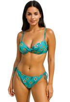 Biquíni Feminino Meia Taça Com Bojo Floral Calcinha Ajustável Na lateral Biquíni Feminino Meia Taça Com Bojo Floral Calcinha Ajustável Na lateral
