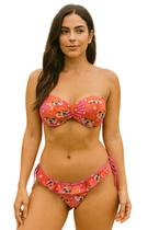 Biquíni Feminino Meia Taça Estampado Calcinha Fio Dental, Amarra Lateral e Babadinho Biquíni Feminino Meia Taça Estampado Calcinha Fio Dental, Amarra Lateral e Babadinho