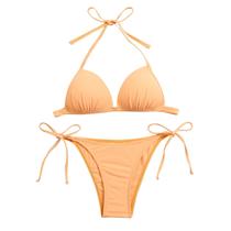 Biquíni feminino moda cor sólida sexy taping backless biquíni