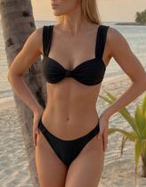Biquíni Feminino Moda Praia Verão Alça Grossa Franzida Calcinha Asa Delta