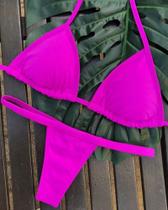 Biquini Feminino Na Cor Rosa Cortininha Fio Dental Tam M