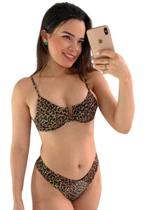 Biquíni Feminino Onça Aro Meia Taça Sem Bojo Calcinha Asa Delta Fio Duplo Biquíni Feminino Onça Aro Meia Taça Sem Bojo Calcinha Asa Delta Fio Duplo