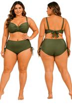 Biquíni Feminino Plus Size Cintura Alta com Top Estruturado sem Bojo e Ajuste Lateral