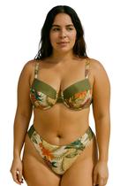 Biquíni Feminino Plus Size de Aro Sem Bojo Com Calcinha BomBom e Fio Duplo Estampado Canelado Biquíni Feminino Plus Size de Aro Sem Bojo Com Calcinha BomBom e Fio Duplo Estampado Canelado