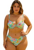 Biquíni Feminino Plus Size de Aro Sem Bojo Com Calcinha BomBom e Fio Duplo Estampado Biquíni Feminino Plus Size de Aro Sem Bojo Com Calcinha BomBom e Fio Duplo Estampado