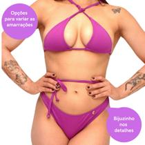 Biquíni Feminino Praia Com Sutiã Macramê Nas Alças Uv