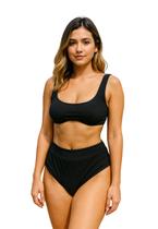 Biquíni Feminino Preto Aro Sem Bojo Com Calcinha Cintura Alta Biquíni Feminino Preto Aro Sem Bojo Com Calcinha Cintura Alta