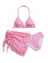Biquíni feminino RoseSeek de 3 peças com capa de malha 12Y