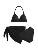 Biquíni feminino RoseSeek de 3 peças com capas de malha 12Y Biquíni feminino RoseSeek de 3 peças com capas de malha 12Y