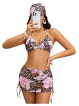Biquíni feminino RoseSeek Halter Triangle Cheetah