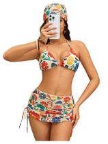 Biquíni feminino RoseSeek Triangle Halter com capa Biquíni feminino RoseSeek Triangle Halter com capa