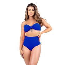 Biquini Feminino sem alça Hot Pant 2 em 1 Cintura Alta Com Bojo Amarração