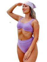 Biquíni Feminino Sem Bojo Calcinha Cintura Alta Texturizado Biquíni Feminino Sem Bojo Calcinha Cintura Alta Texturizado