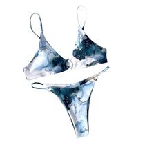 Biquíni feminino sexy dividido duas peças gradiente cor combinando praia sutiã acolchoado maiô